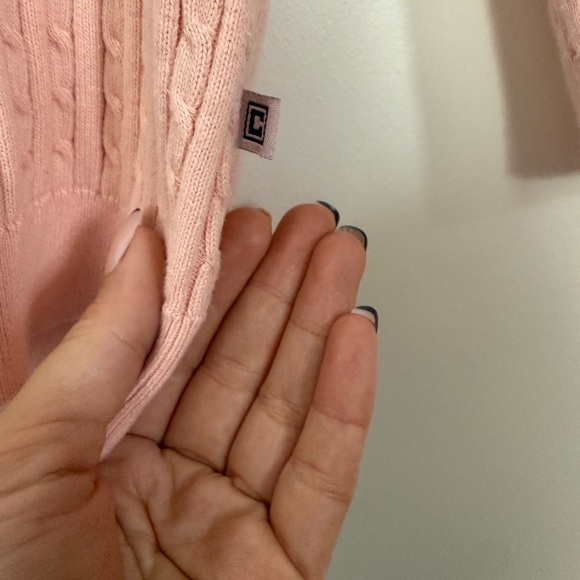 Chaps Light Pink V-Neck Cable Knit Sweater - Picture 4 of 6